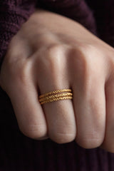 3 of my Mini Bobbled Stacking Rings worn in yellow gold plated silver 