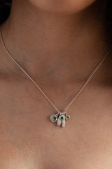 May Emerald Birthstone 5 Pollen Charm Cluster Pendant Necklace