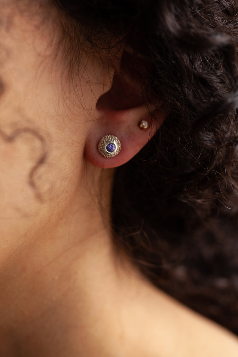 December Tanzanite Bobbled Pollen Stud Earrings