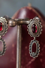 My two-part Garnet Baroque Drop Earrings were inspired by antique lace