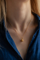 November Yellow Topaz Birthstone Ball and Chain Pendant Necklace