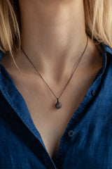 October Blue Tourmaline Birthstone Ball and Chain Pendant Necklace