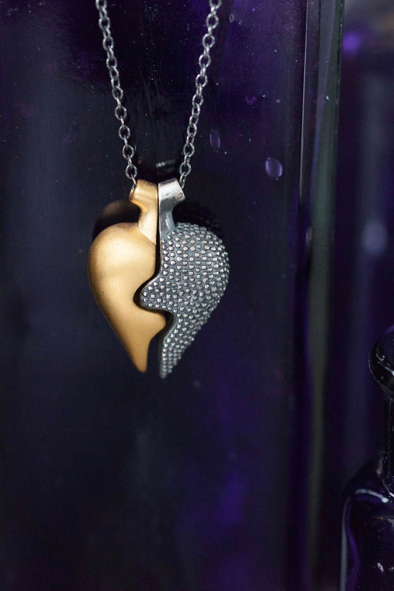 Large Two Part Heart Pendant Necklace Catherine Hills Jewellery