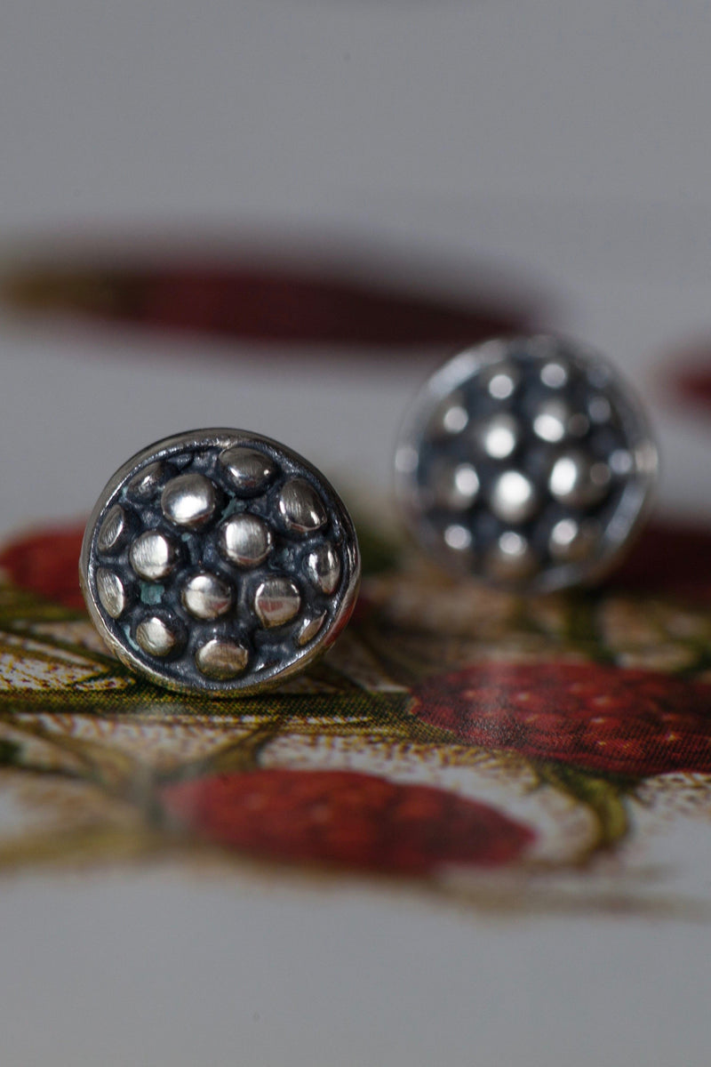 My Blackberry Cup Stud Earrings have a bobbled texture like blackberries in a cup