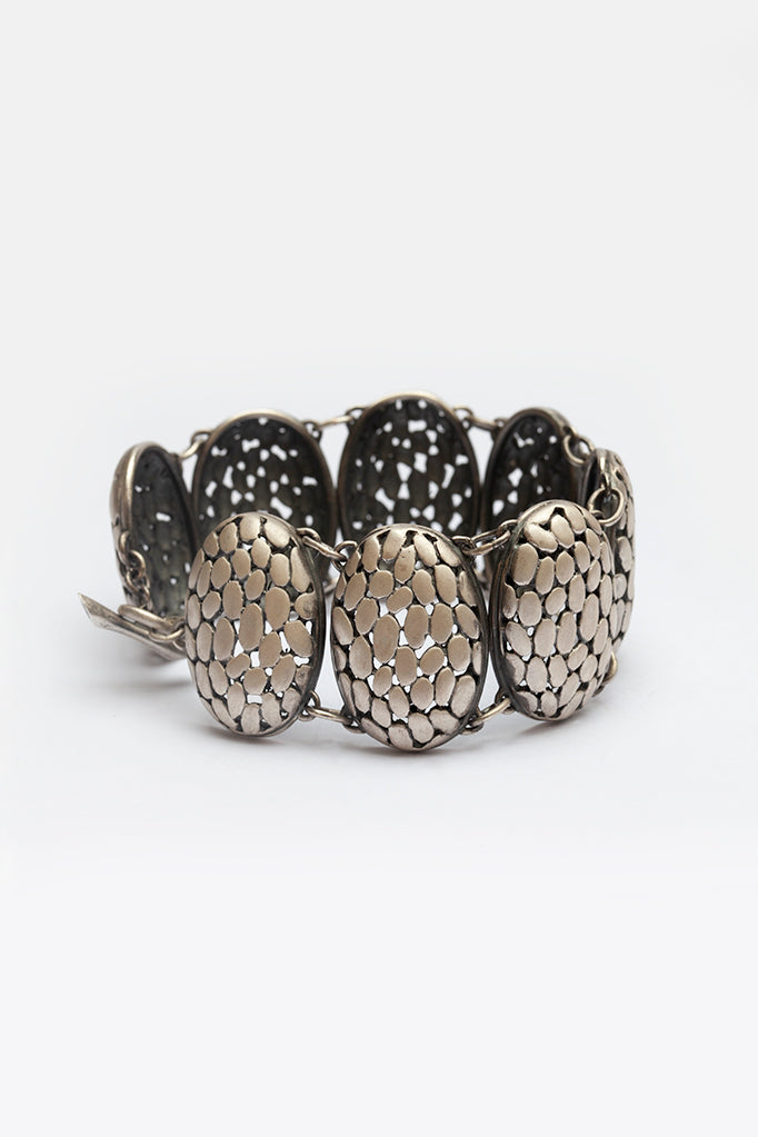 My ornate Turtle Shell Bracelet combines large patterned discs inspired by turtle shells