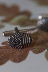 My Spotted Acorn Cufflinks are half embellished with my signature spots and half with striped cups