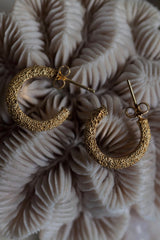 My classic Textured Hoop Earrings are randomly textured and easy to wear