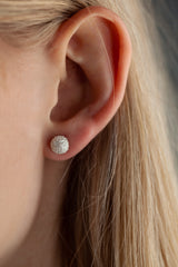 My Snowball Stud Earrings worn in silver remind me of tiny snowballs