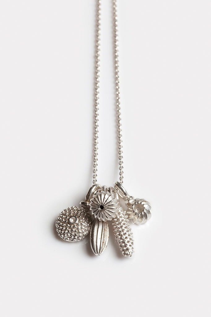 Five Pollen Charm Cluster Pendant Necklace