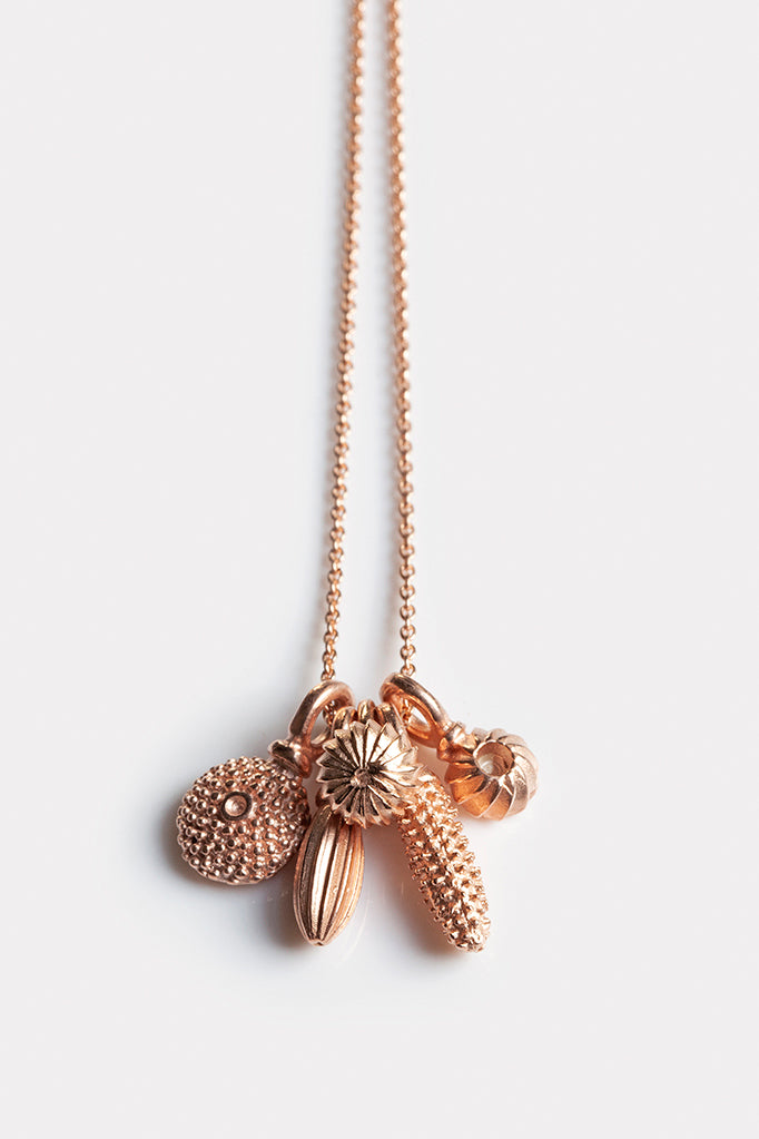 Five Pollen Charm Cluster Pendant Necklace