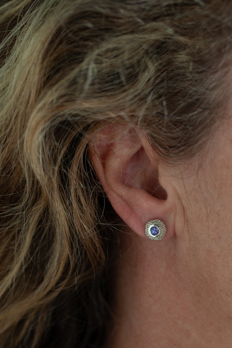 December Tanzanite Bobbled Pollen Stud Earrings