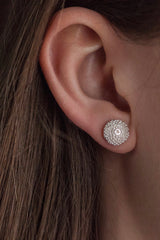 My Bobbled Pollen Stud Earrings worn by a model in silver