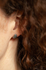 Dotty Kidney Studs - Oxidised Silver and Silver