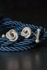 My Love Knot cufflink in silver uses a bobble texture and interlocking shape that symbolises never-ending love