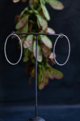 Oval Bobbled Hoop Drop Earrings