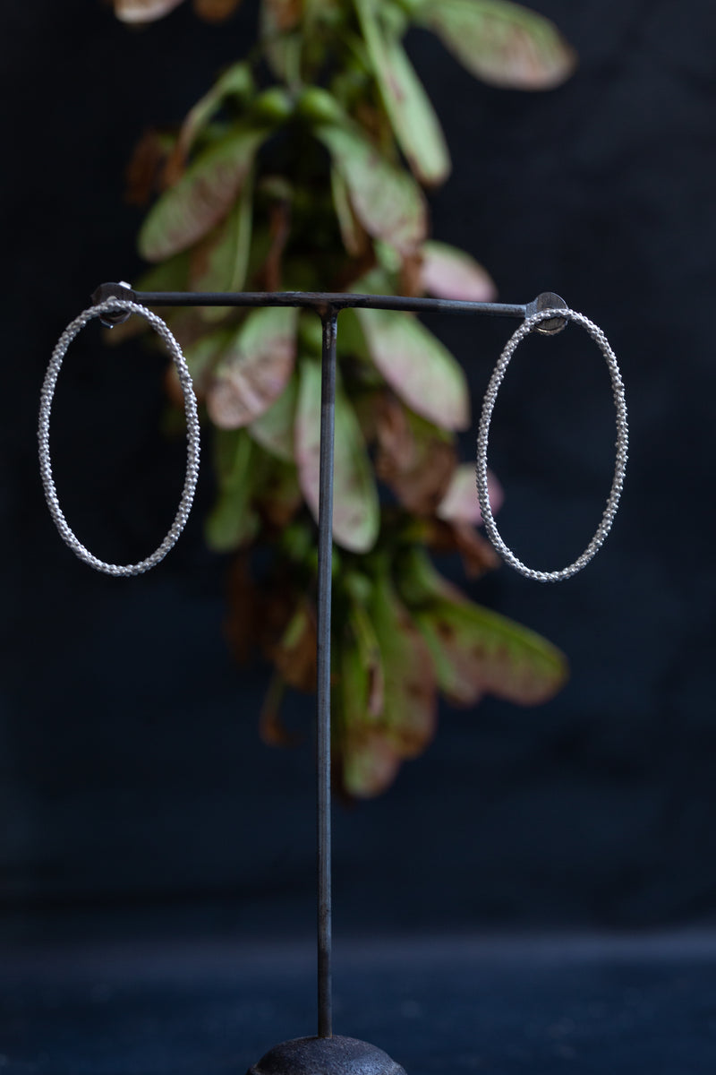 Oval Bobbled Hoop Drop Earrings