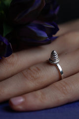My Pointed Bee Hive Stacking Ring worn to add height on its own or with other rings