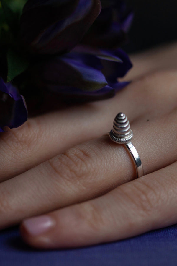 My Pointed Bee Hive Stacking Ring worn to add height on its own or with other rings