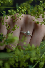 My Snake Eye Bobbled Stacking ring worn in silver features a bobbled serpent's eye motif