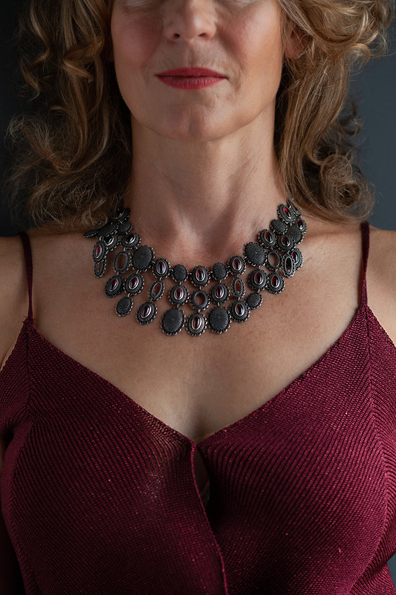 Garnet Baroque Collar Necklace