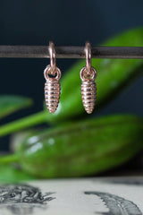 My Bee Hive Drop Earrings have raised bands and drop from small hoops