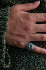 Serpent Eye Signet Ring with Cabouchon Peridot