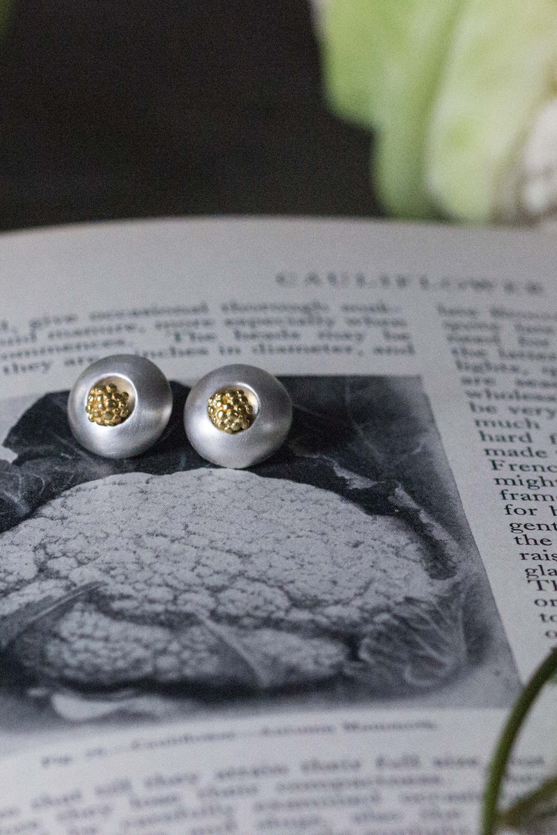 My Small Round Cuff with Detachable Cauliflower Studs are like mini-cauliflowers surrounded by a detachable cuff