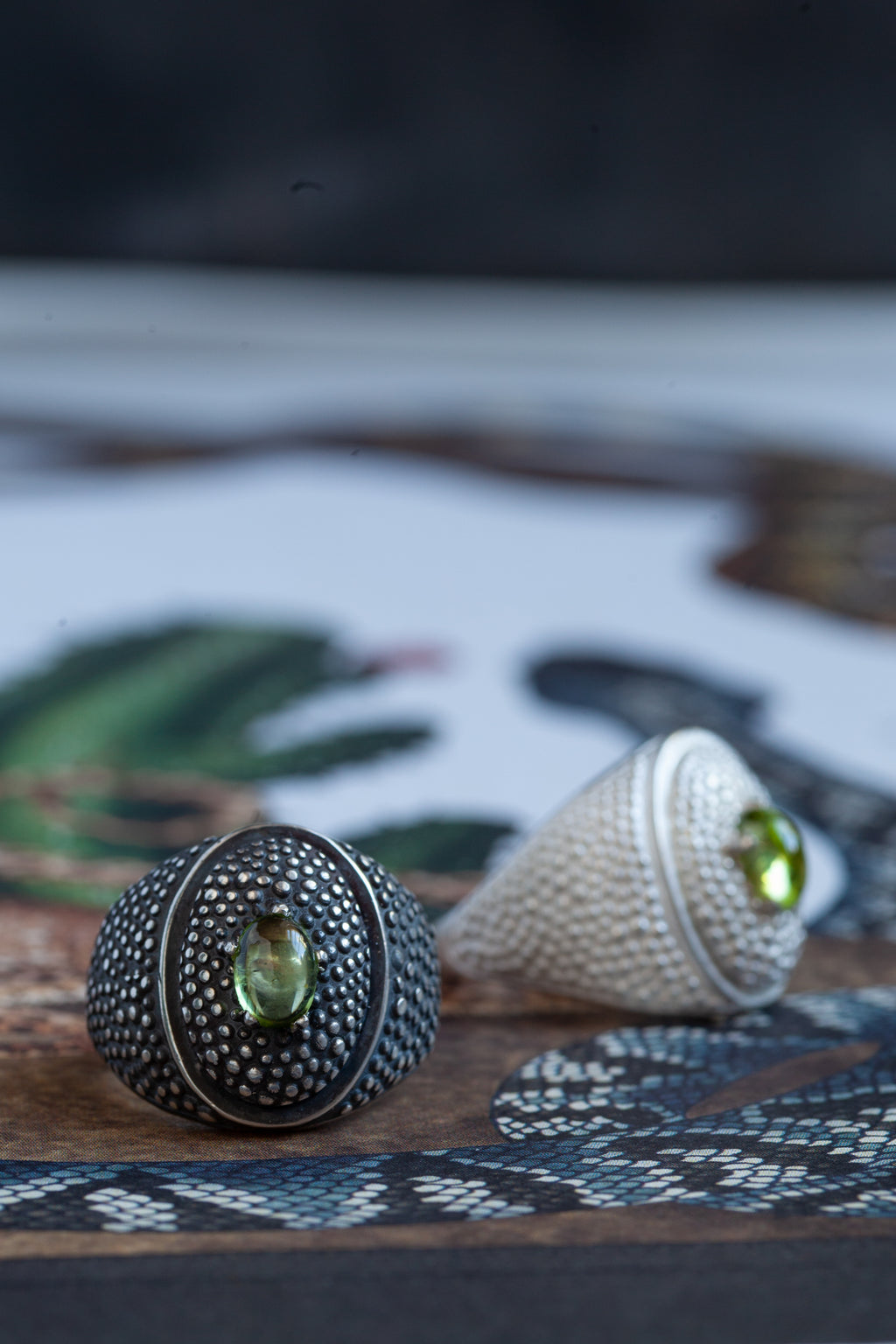 Serpent Eye Signet Ring with Cabouchon Peridot Catherine Hills