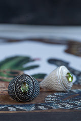 Serpent Eye Signet Ring with Cabouchon Peridot