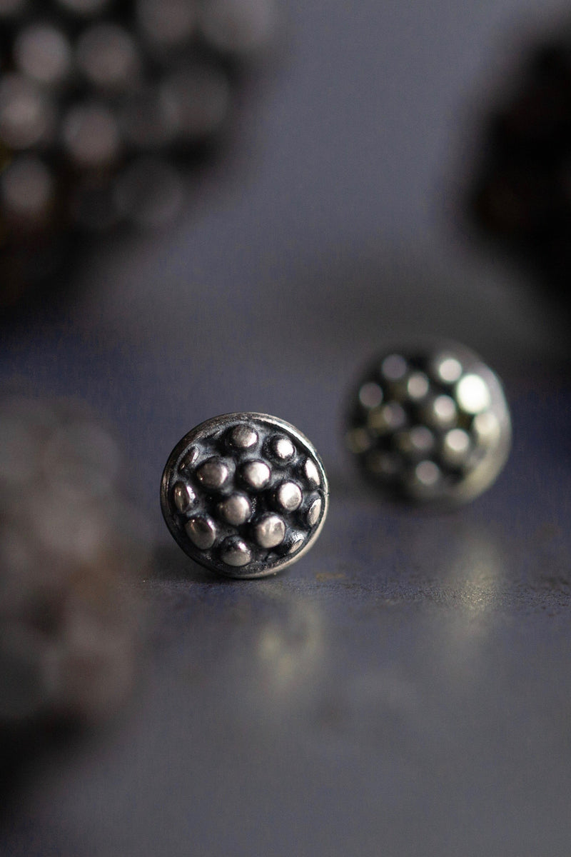 My Blackberry Cup Stud Earrings have a bobbled texture like blackberries in a cup