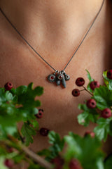 January Red Garnet Birthstone 5 Pollen Charm Cluster Pendant Necklace