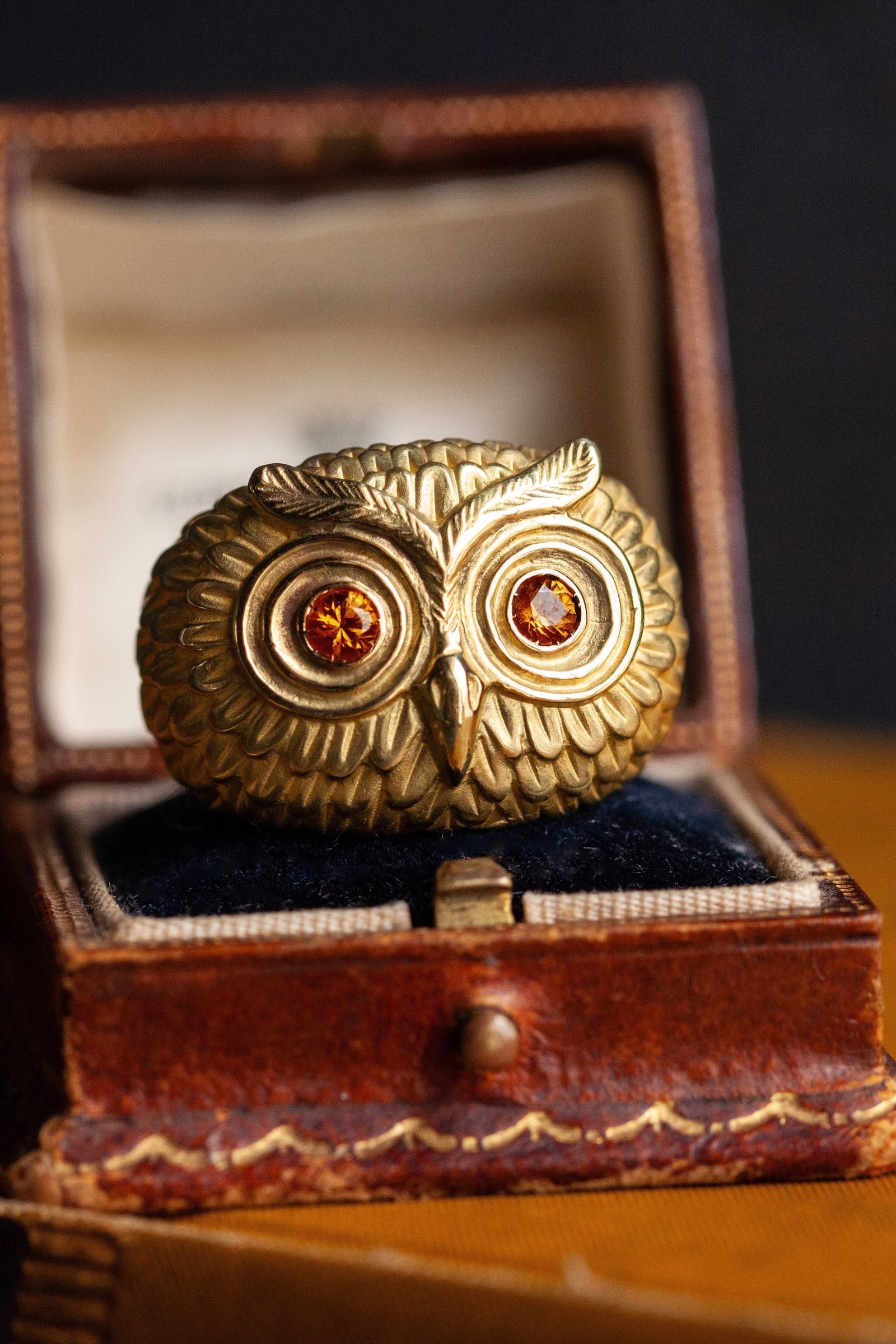 Owl Ring with Yellow Sapphires Catherine Hills Jewellery