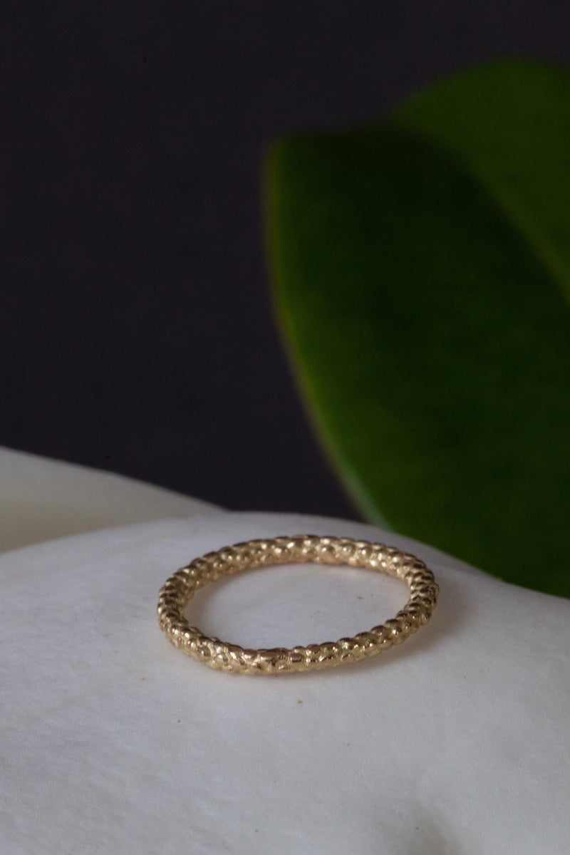 My 18ct Gold Midi Stacking rings are versatile textured medium width and make beautiful wedding bands