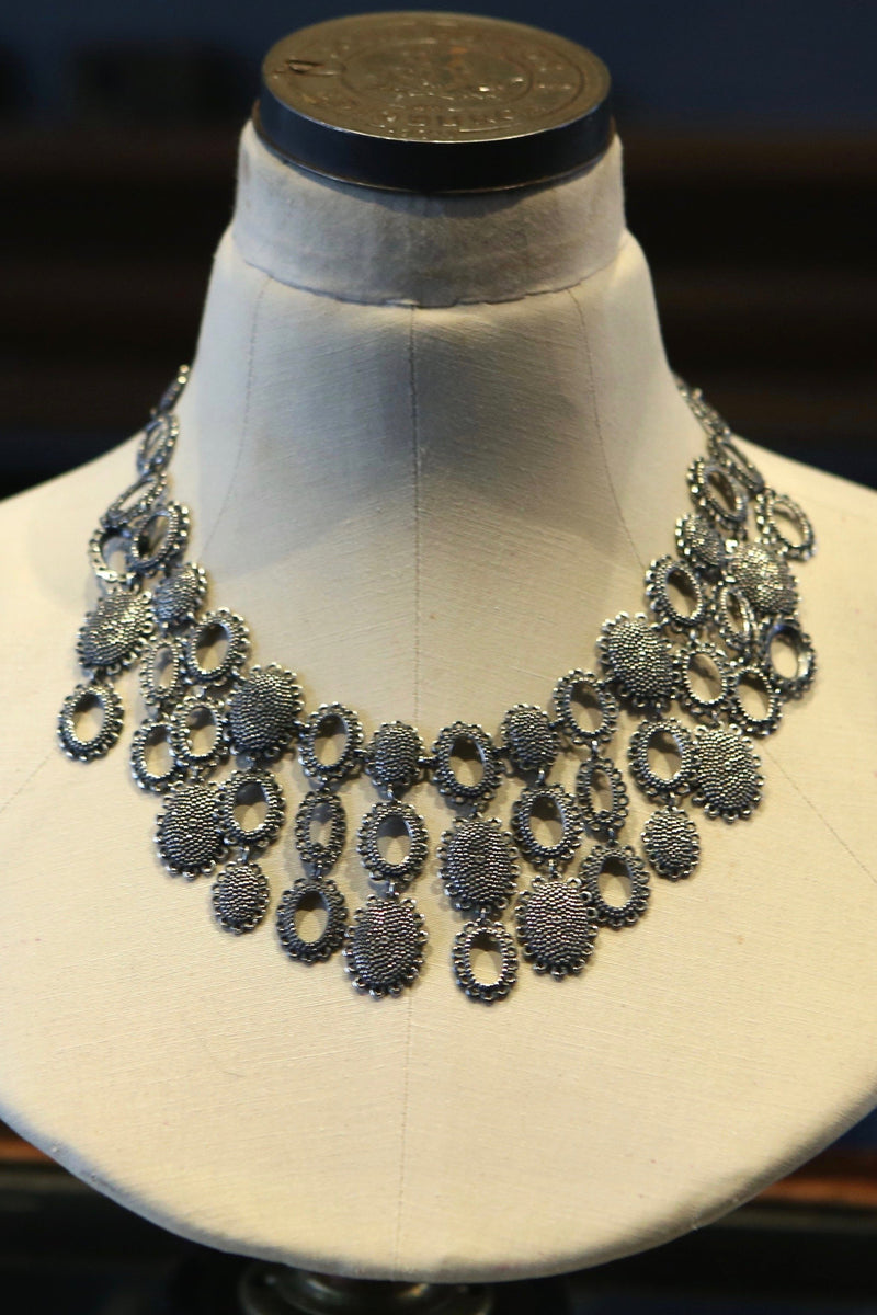 My Medium Baroque Collar Necklace in oxidised silver adds drama to any outfit