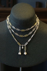 My Universal chain in silver and gold plated silver linked in to a longer choker