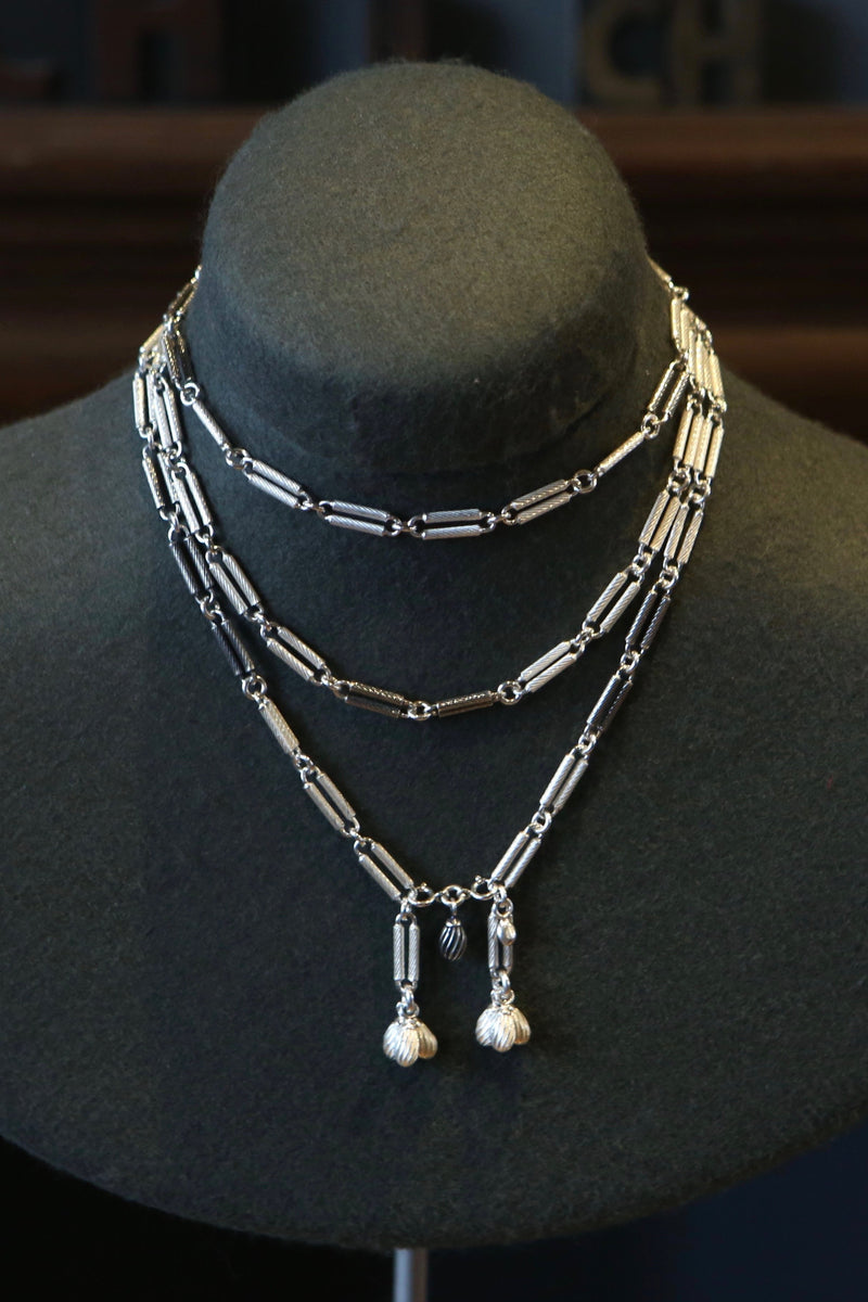 My Universal chain in silver and oxidised silver linked into a longer choker