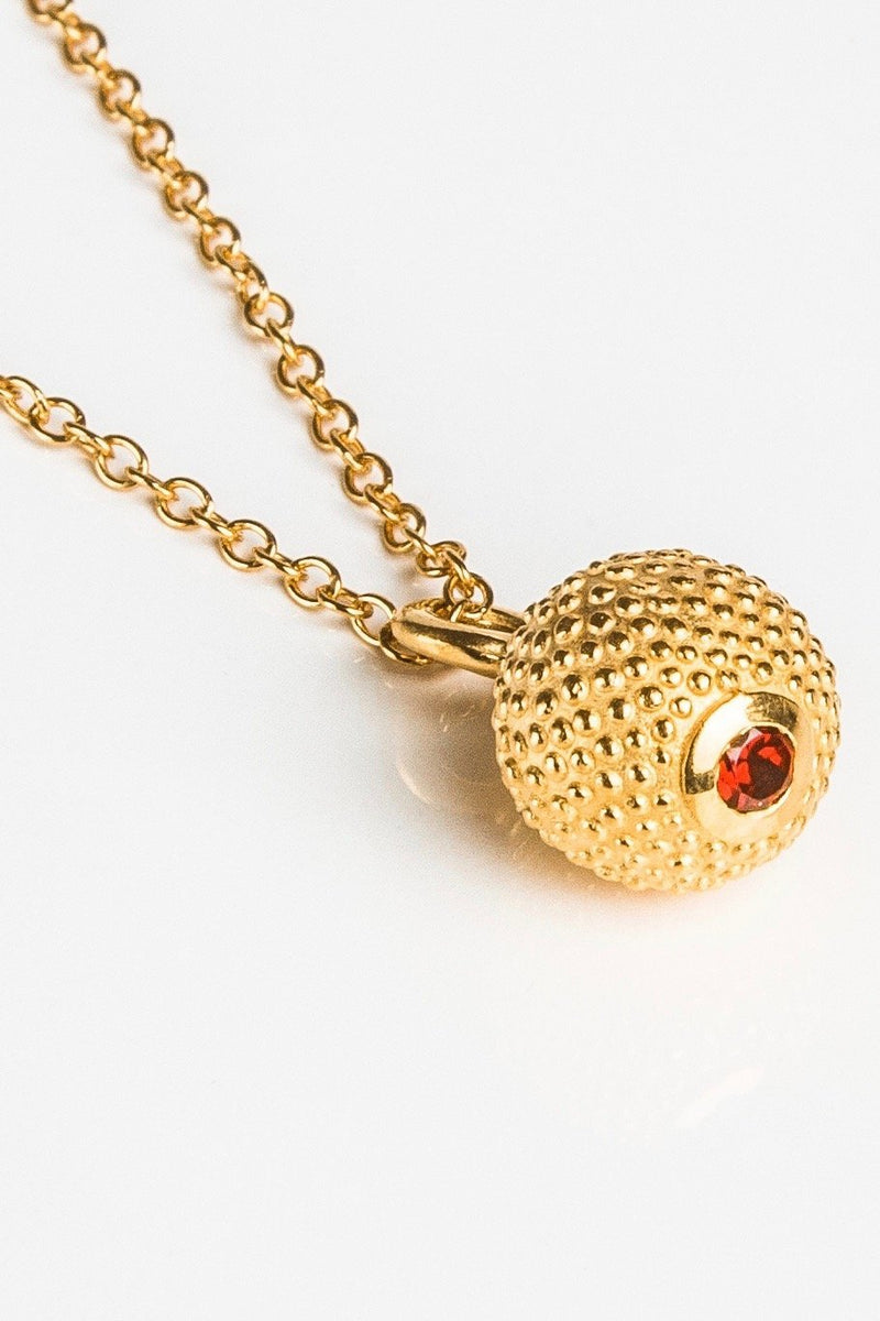 January Red Garnet Birthstone Ball and Chain Pendant Necklace