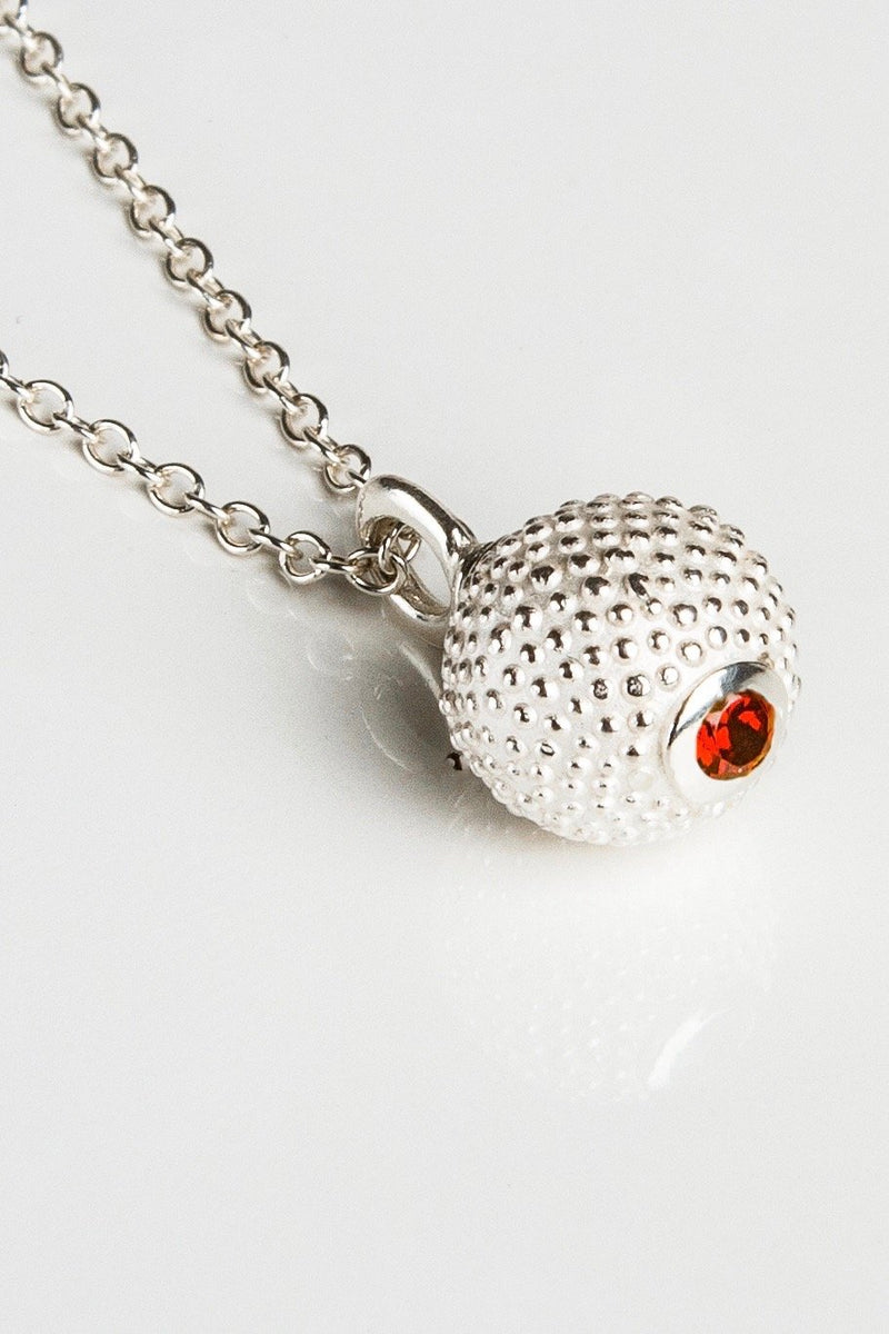 January Red Garnet Birthstone Ball and Chain Pendant Necklace