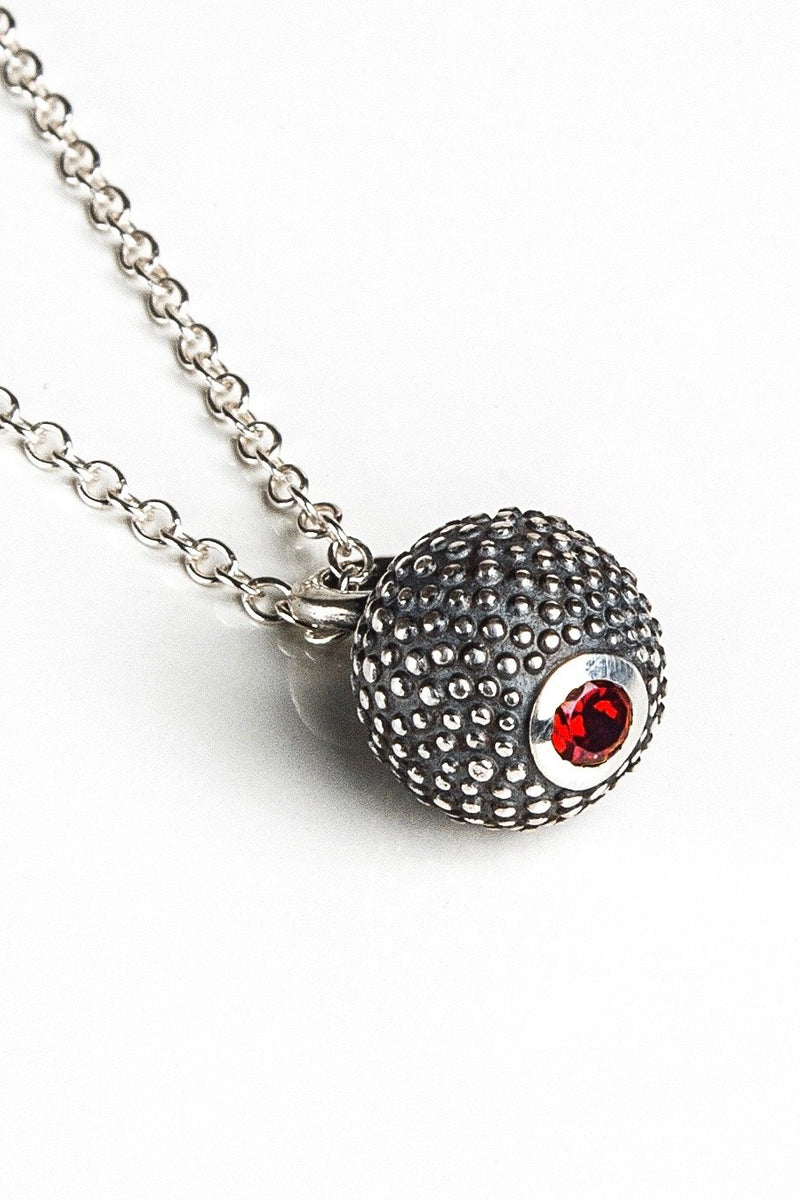 January Red Garnet Birthstone Ball and Chain Pendant Necklace