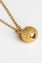 July Ruby Birthstone Ball and Chain Pendant Necklace