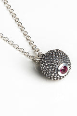 July Ruby Birthstone Ball and Chain Pendant Necklace