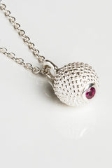 July Ruby Birthstone Ball and Chain Pendant Necklace