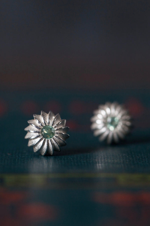 My June Alexandrite Birthstone Satsuma Studs are subtly striped and set with gemstones