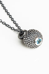 March Aquamarine Birthstone Ball and Chain Pendant Necklace