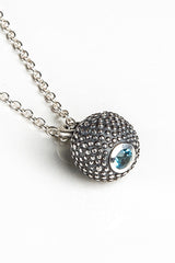 March Aquamarine Birthstone Ball and Chain Pendant Necklace