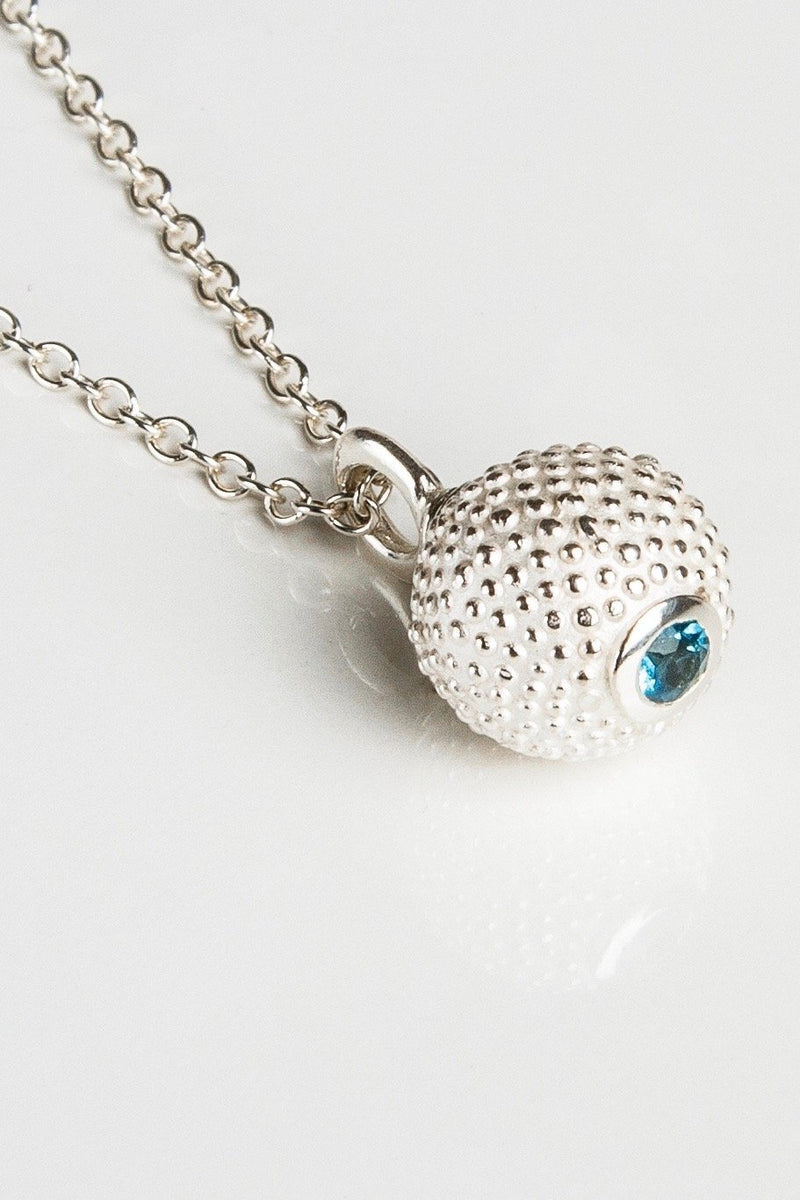 March Aquamarine Birthstone Ball and Chain Pendant Necklace