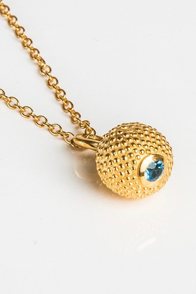 March Aquamarine Birthstone Ball and Chain Pendant Necklace