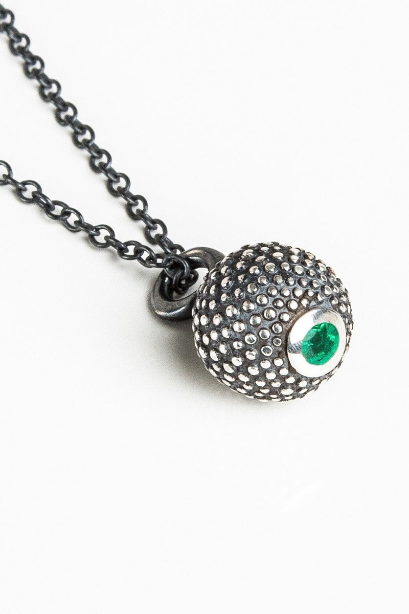 May Emerald Birthstone Ball and Chain Pendant Necklace