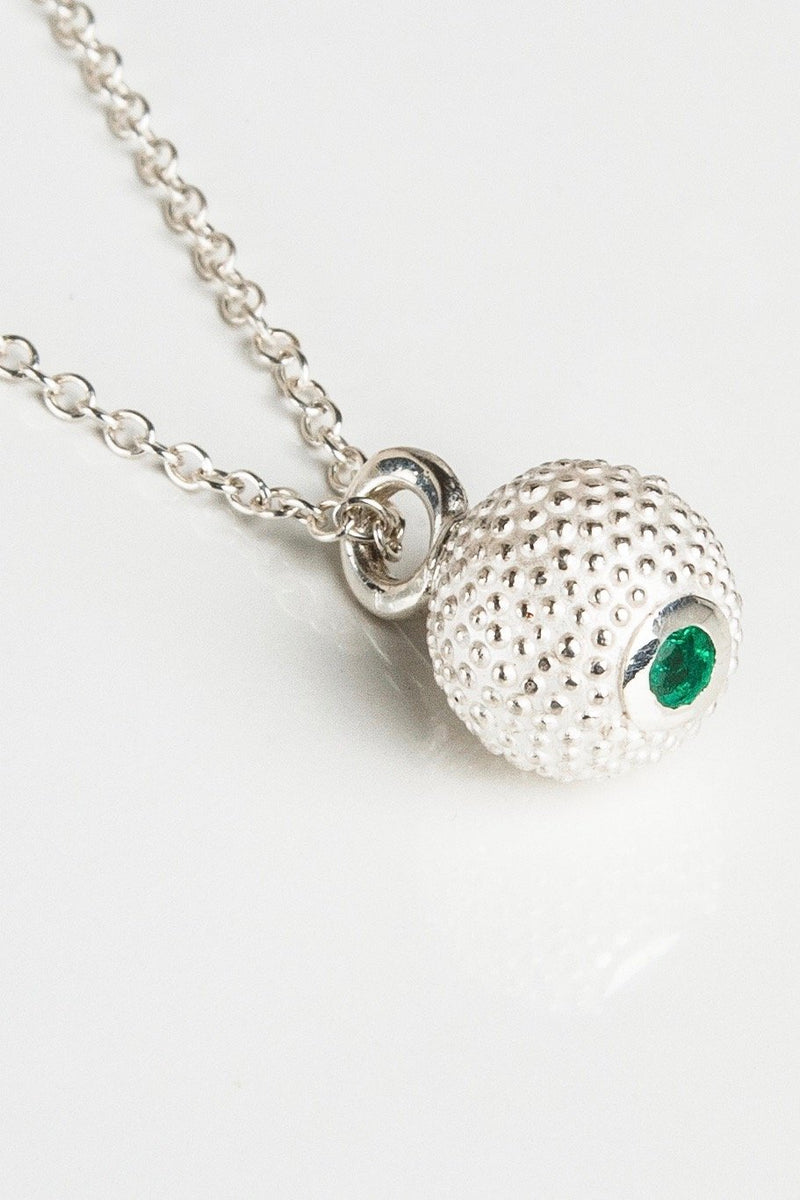 May Emerald Birthstone Ball and Chain Pendant Necklace