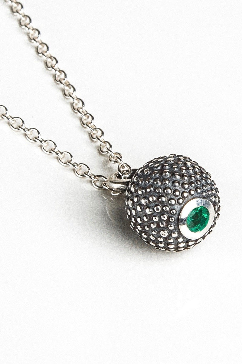 May Emerald Birthstone Ball and Chain Pendant Necklace